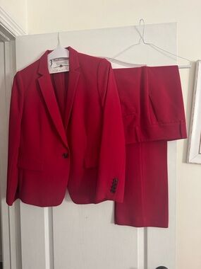 Classic Red Women's Blazer & Pants Suit